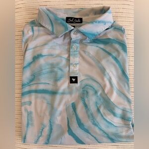 Bad Birdie XL Blue White Swirl Marble Golf Polo Performance Moisture Wicking